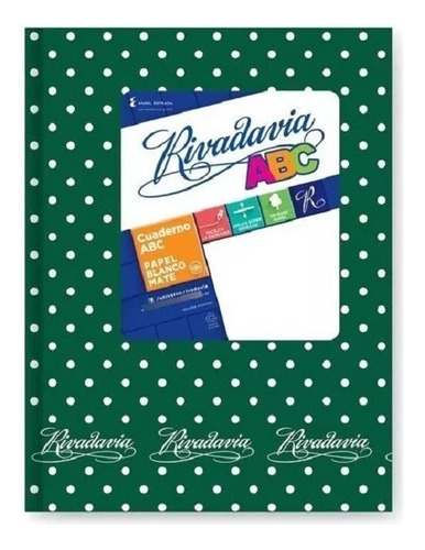 Cuaderno Abc N°3 Lunares 98 Hojas Rayado Verde Rivadavia 