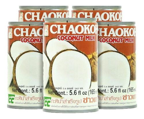 Pack X5 Leche De Coco Chaokoh 165 Ml Leche Importada