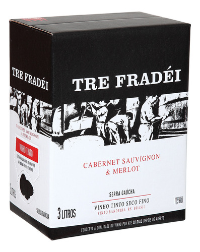 Vinho Tre Fradei Cabernet + Merlot Bag-in-box 5000 Ml