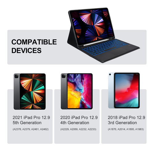 Estuche Para iPad Pro 12.9 Teclado 5ª Generacion Tactil