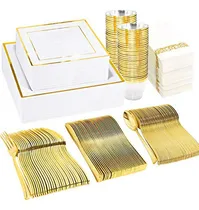 Comprar Set De Platos Y Utensilios Desechables Dorados Para Fiestas
