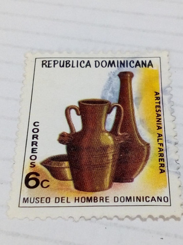Estampilla De Rep. Dominicana. Artesanía Alfarera. 6c. (2)