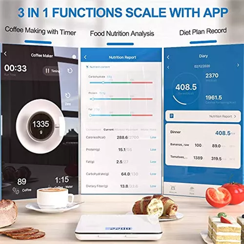Básculas inteligentes de alimentos para cocina, báscula digital de  alimentos gramos y onzas con aplicación de análisis de calculadora  nutricional