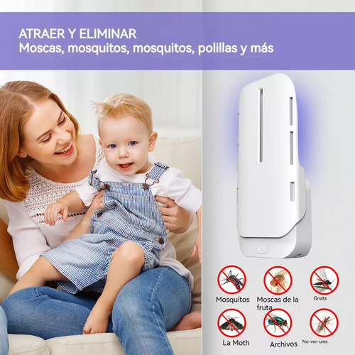 Lámpara mata mosquitos eléctrica silencioso atrapa moscas para interiores trampa mosquitos el hogar con luz led pare polillas y mosquitos 2 dispositivos 20 repuestos raquete dp-led Xixi