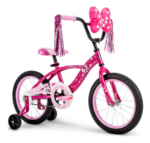 Bicicleta 16 + Scooter Plegable Luz Led Minnie Disney Huffy Color Rosa