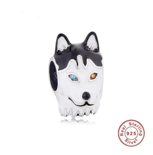 Conjunto Cadena Y Dije Perro Plata Inflada Perrito Color Plateado