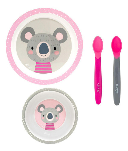 Kit de comida Clingo Koala rosa y gris Mod 1
