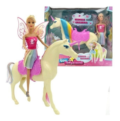 Kiara Muñeca Princesa Hada Y Su Caballo Unicornio Poppi Doll