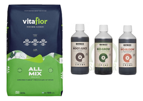 Vitaflor All Mix 50lt Biobizz Root Juice Bio Grow Bloom 500