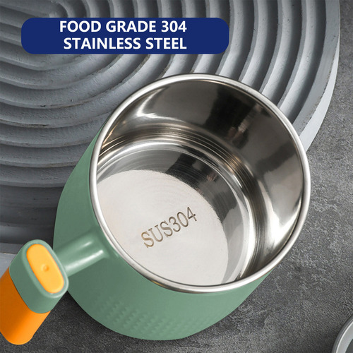 Taza Q De Acero Inoxidable Con Tapa Y Asa, 450 Ml, Reutiliza
