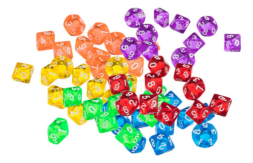 60 Unidades De Puntos Acrílicos Multicolores D10 Para D&d Tr