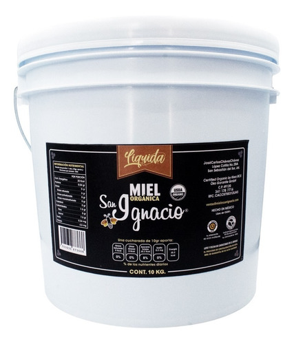 Miel Orgánica San Ignacio Liquida Multifloral Cubeta 10kg