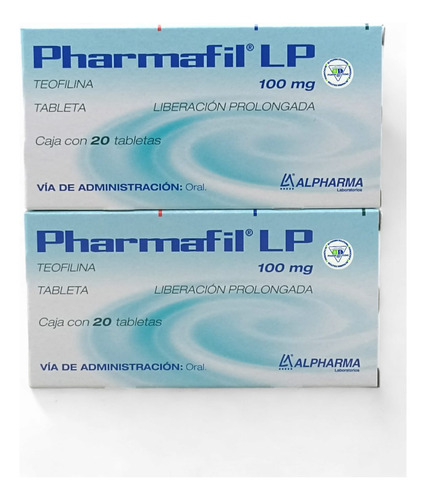 2 Cajas Pharmafil Lp Teofilina 100 Mg C/20 Tab C/u Alpharma