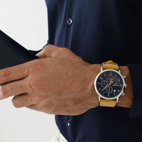 Relógio Masculino Pl Agent 007 Azul Caramelo 42mm Esportivo Bisel Prateado