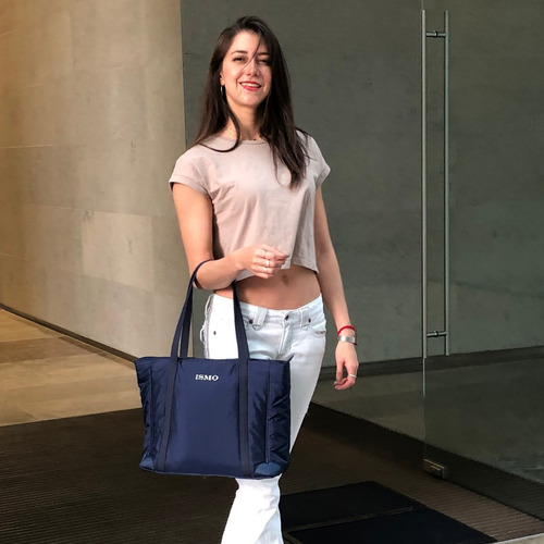 Bolsa Tote Negra De Nylon Impermeable Para Laptop