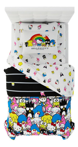 Juego De Edredón Y Sábanas Hello Kitty & Friends, Twin, 5 Pc