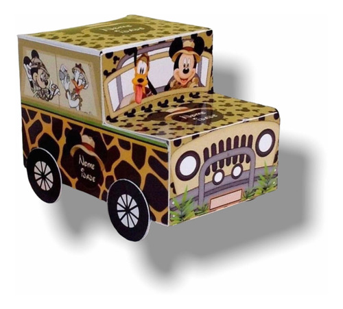 20 Caja Cajitas Carro Safari Mickey Mouse Fiesta Cumpleaños