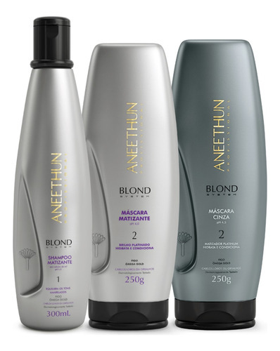 Kit Aneethun Blond System Sh M. + Mask M. + Mask Cinza 250g