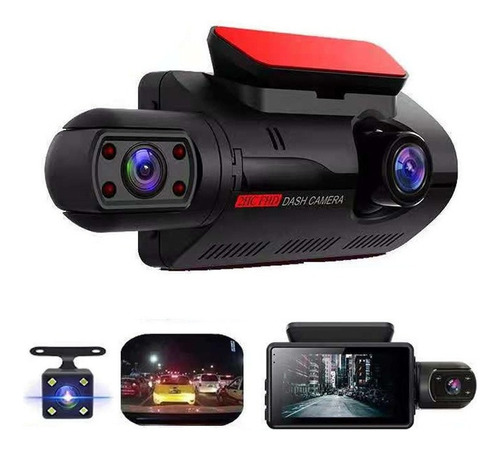 Dvr 3 Lentes Visión Nocturna Dashcam Cámara Trasera Sensor C