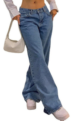 Jeans De Cintura Baja Pantalones Rectos Retro Sueltos Y S