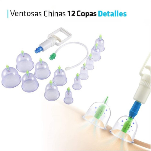 Imagen 3 de 10 de Kit 12 Ventosas Chinas Vacumterapia + Manguera Premium