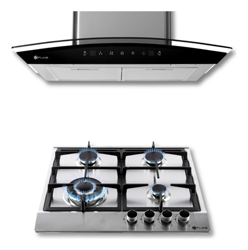 Combo Parrilla De Gas Y Campana Extractora 60 Cm | Lu4tr60 Color Gris