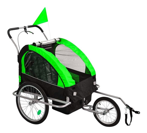Imagen 1 de 7 de Trailer Coche De Niños Para Bicicleta Plegable Verde