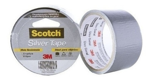 Fita Adesiva Silver Tape 45mmx5m Scotch Cinza 3m Resistente