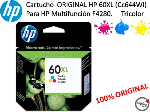 Cartucho Original Hp 60xl (cc644wl) P/multif. F4280 Tricolor