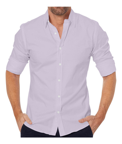 Camisa De Manga Larga Holgada A Rayas Con Botones De Solapa