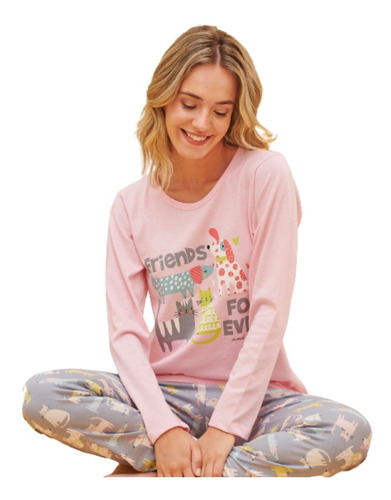 Pijama Invierno Mujer Algodón Estampado Emmy Art. 5700 S/xl