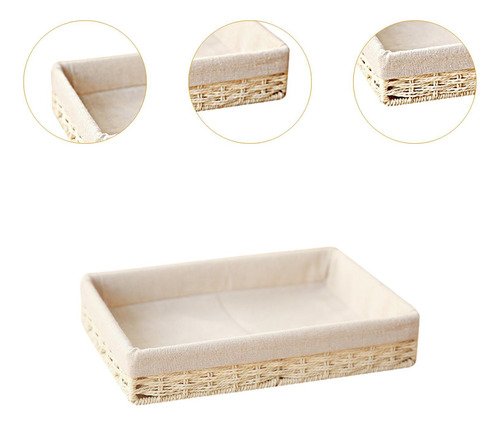 Basque Tejido Bin Organizador Rectangular Moderno Beige S