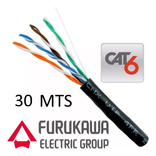 Cable Red Cat 6 Utp Furukawa Exterior 30 Metros Cobre 100%