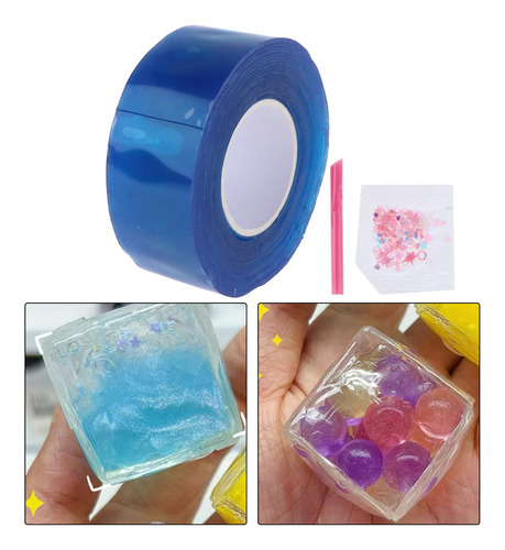 6 Divertida Cinta De Doble Cara Adhesivo De Dos Azul
