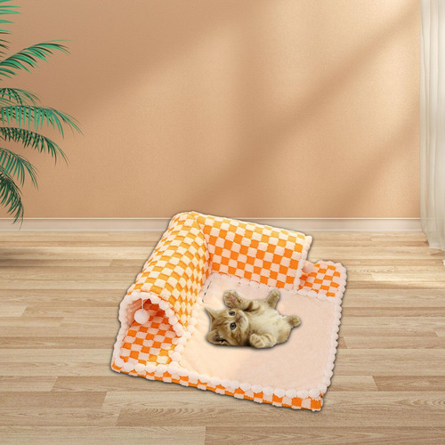 Cama Para Gatos, Cálida Y Acogedora Para El Naranja L