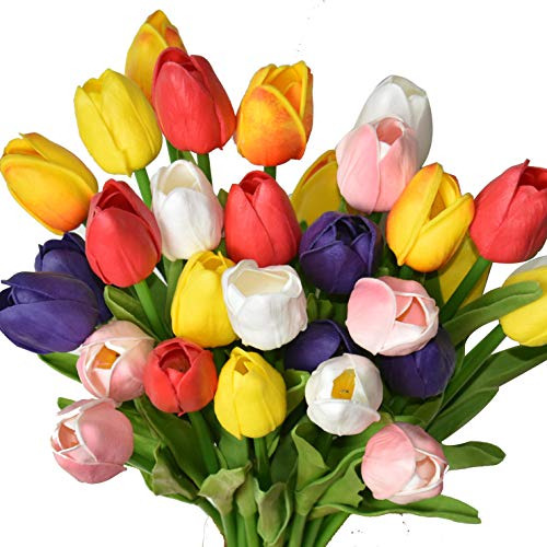 Plobach 30 Pcs Multicolor Tulips Flores Artificiales H9r2h