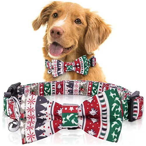 Collar De Lazo De Perro Navidad, Collar De Perro Navida...