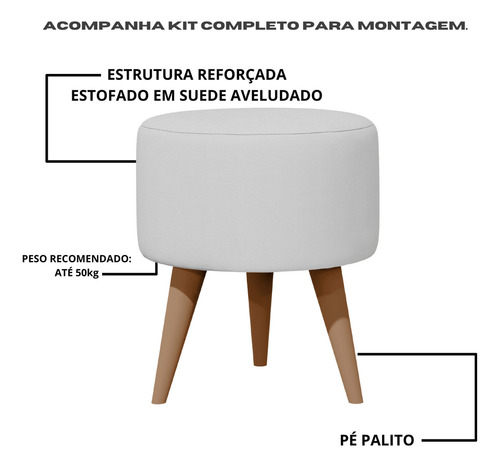 Banqueta Puff Apoio Para Os Pés Pufe Estofado Redondo Cor Areia