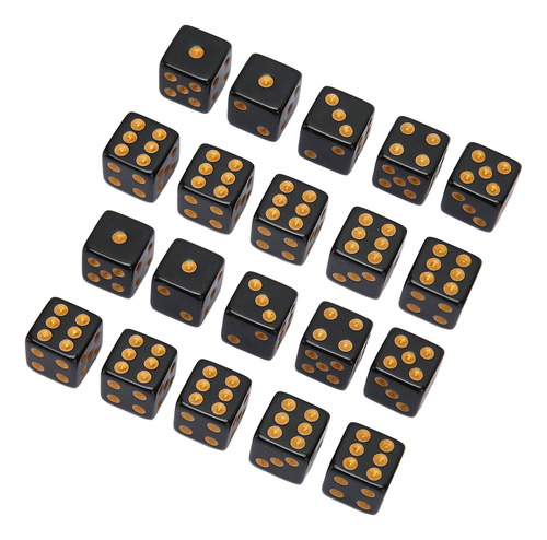 Juego De Mesa De Dados, 20 Unidades, Plástico Negro De 6 Car