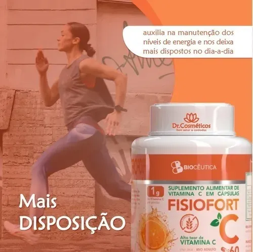 Complemento alimenticio de vitamina C Fisiofort, 60 cápsulas, sabor sin sabor