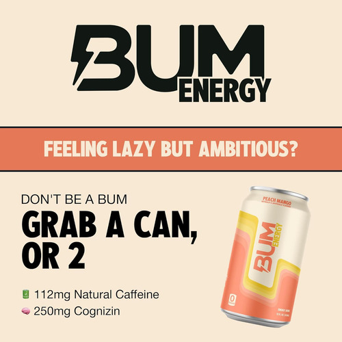 Raw Bebida Energética Cbum Pre-workout 12 Onz 12 Pack Peach Mango