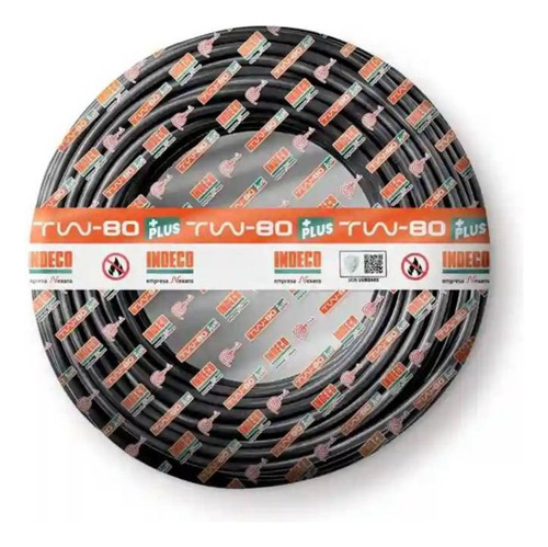 Cable Indeco Tw-80 Plus 450/750v 12awg Negro 100mtrs