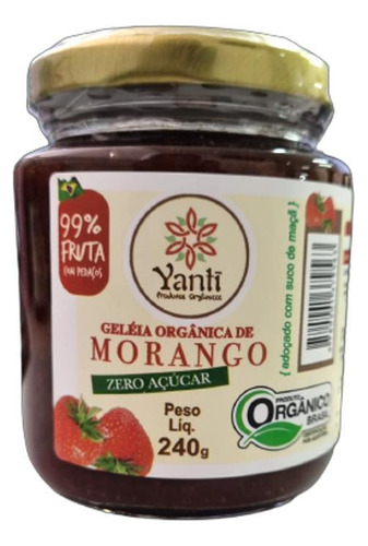 Kit 3x: Geleia De Morango Orgânica Zero Açúcar Yanti 240g