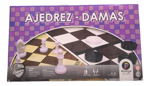 Ajedrez Y Damas Plastigal 2 En 1 Juego Mesa Clasico