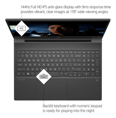 Notebook Para Juegos Hp Victus 15 (15.6 Fhd 144 Hz Ips, Amd
