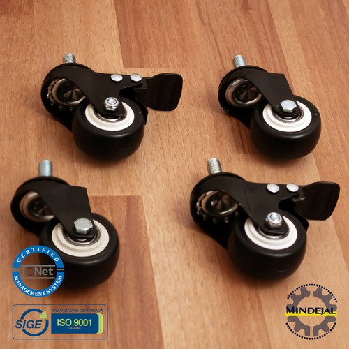 Pack 4 Ruedas/llantas Hule Pvc 2 Pulgadas Freno Giratorias Ruedas Acero