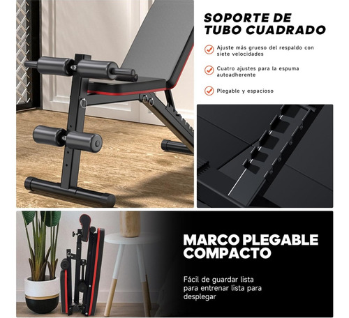 Banco Multifuncional Plegable Y Ajustable, Gimnasio En Casa