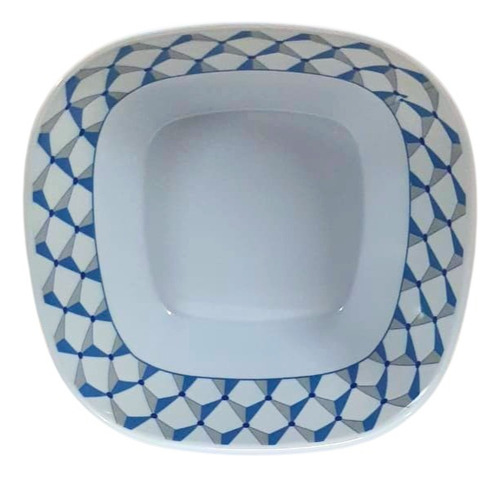 Vajillla Elegante Cuadrada De Plástico Tipo Melamina 4 Pers Color Azul Cuadrada Azul