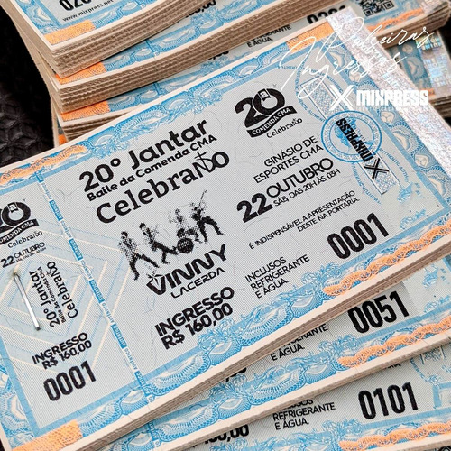 Imagem 5 de 6 de Ingresso Convite Personalizado P&b Festa Evento. 300 Unids