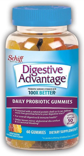 Probioticos Schiff Digestive Advantage 60 Gomitas Sabor Frutas Naturales